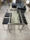 Set Masa Bar inox  cu sticla securizata + 4 scaune de bar metalice