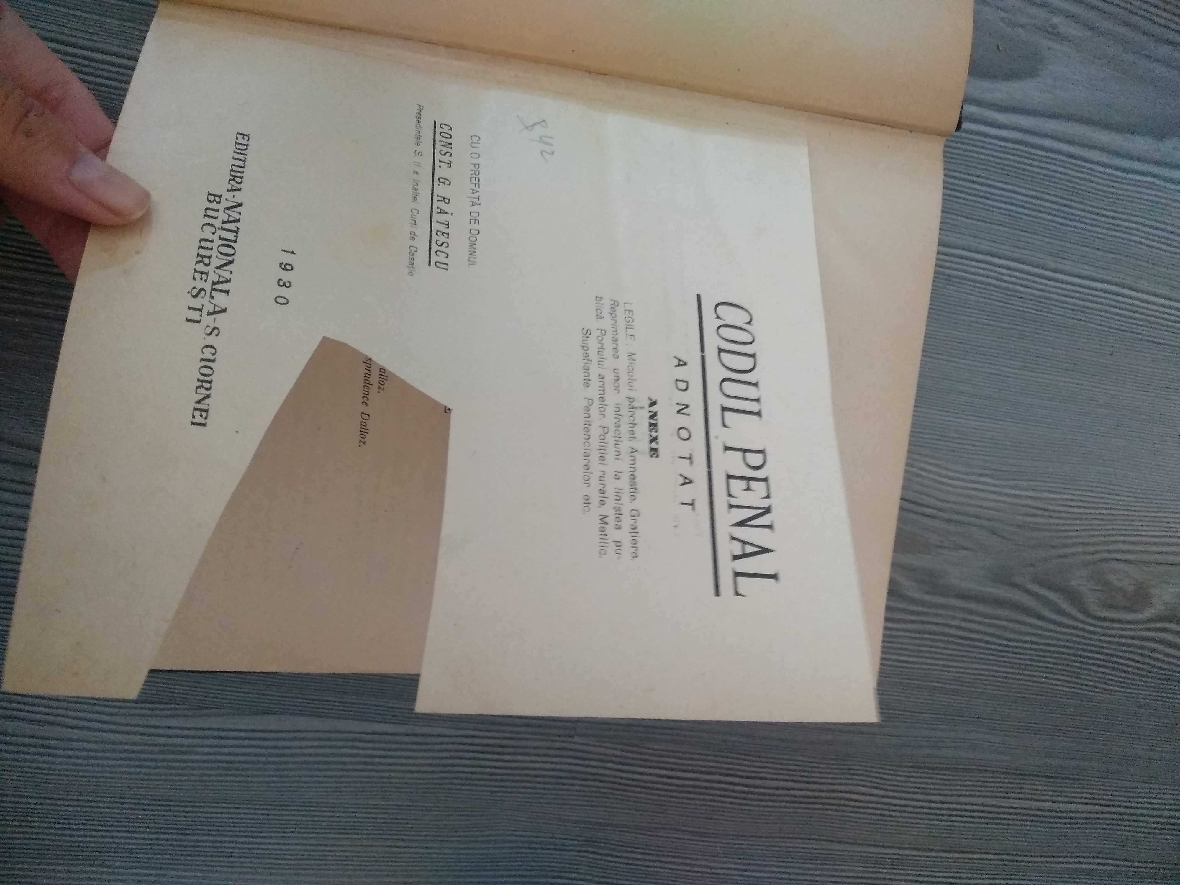 Codul penal editia 1930 complet, semnat de autor