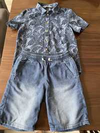 Сет риза+къси дънкови панталонки за момче 8-9 години