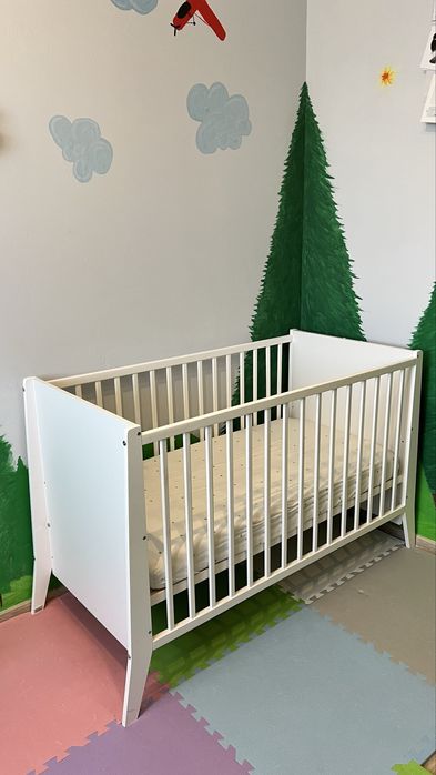 Patut din lemn pentru bebelusi cu saltea 120x60, 3 trepte