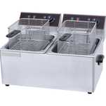 Friteuză electrică din inox, 8+8 litri cu manere laterale,NOUA