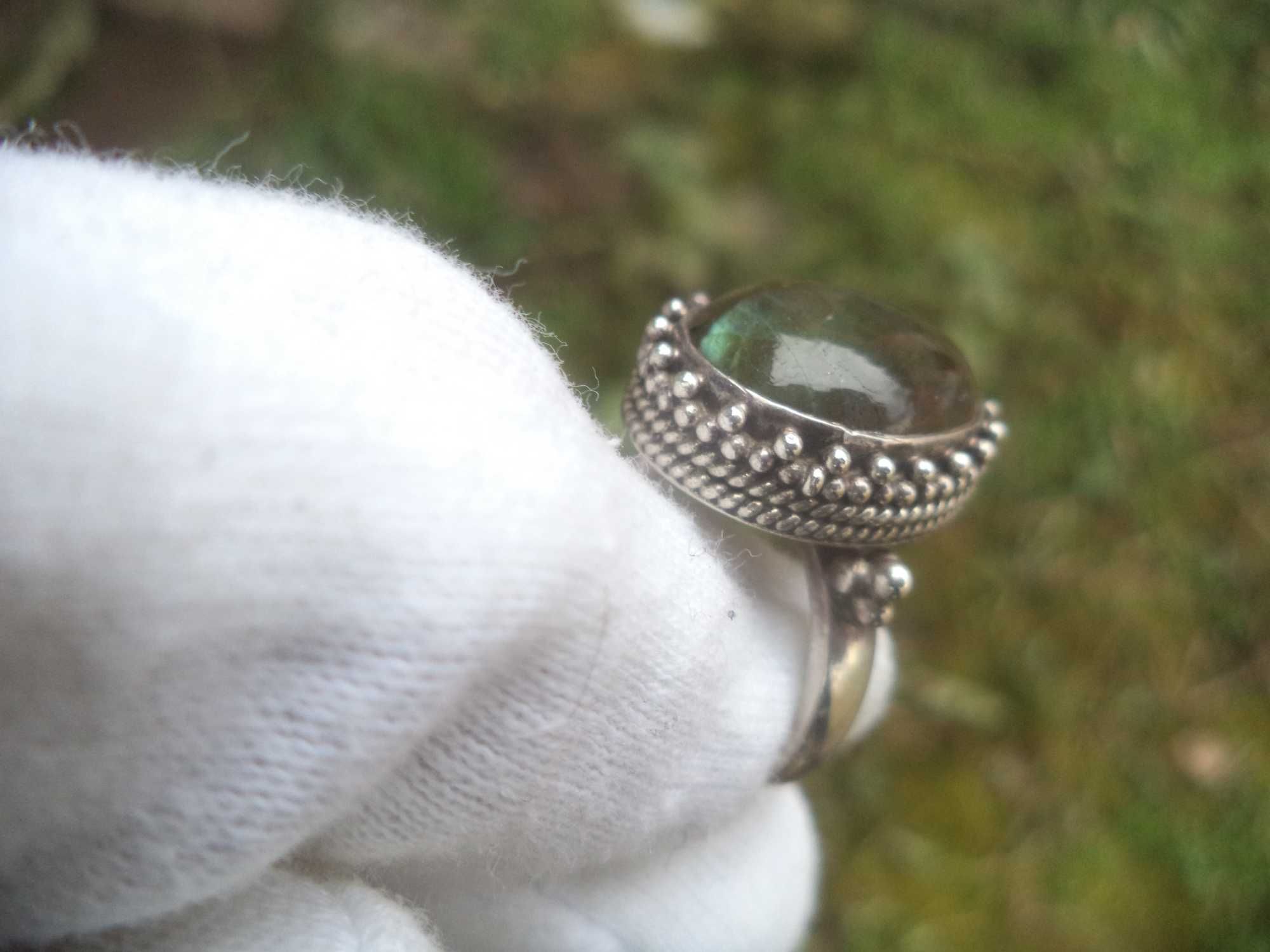 Стари сребърни мега луксозни пръстени лабрадорит Швейцария