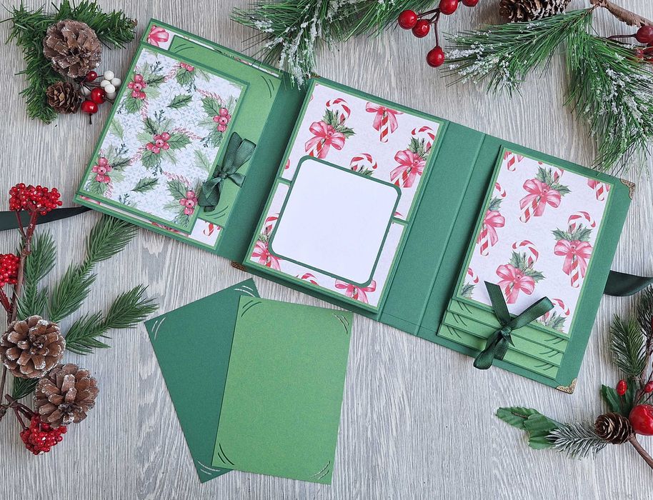 Албум за снимки "Коледно вълшебство" в зелено, ръчна изработка /35.34