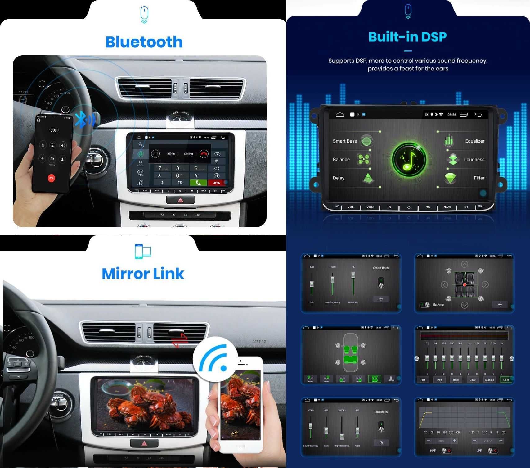 Navigatie 2DIN pentru VW-SKODA,SEAT,model 2022 ,ecran full,android