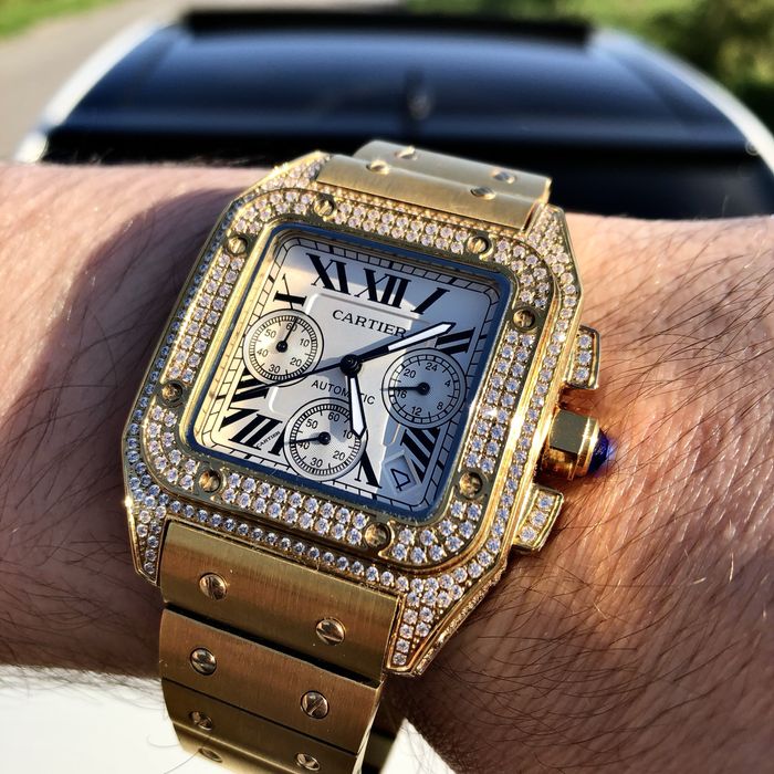 ceas barbat cartier santos 100XL white dial