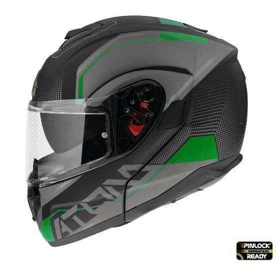 Casca modulabila flip up moto MT Atom SV Quark verde mat