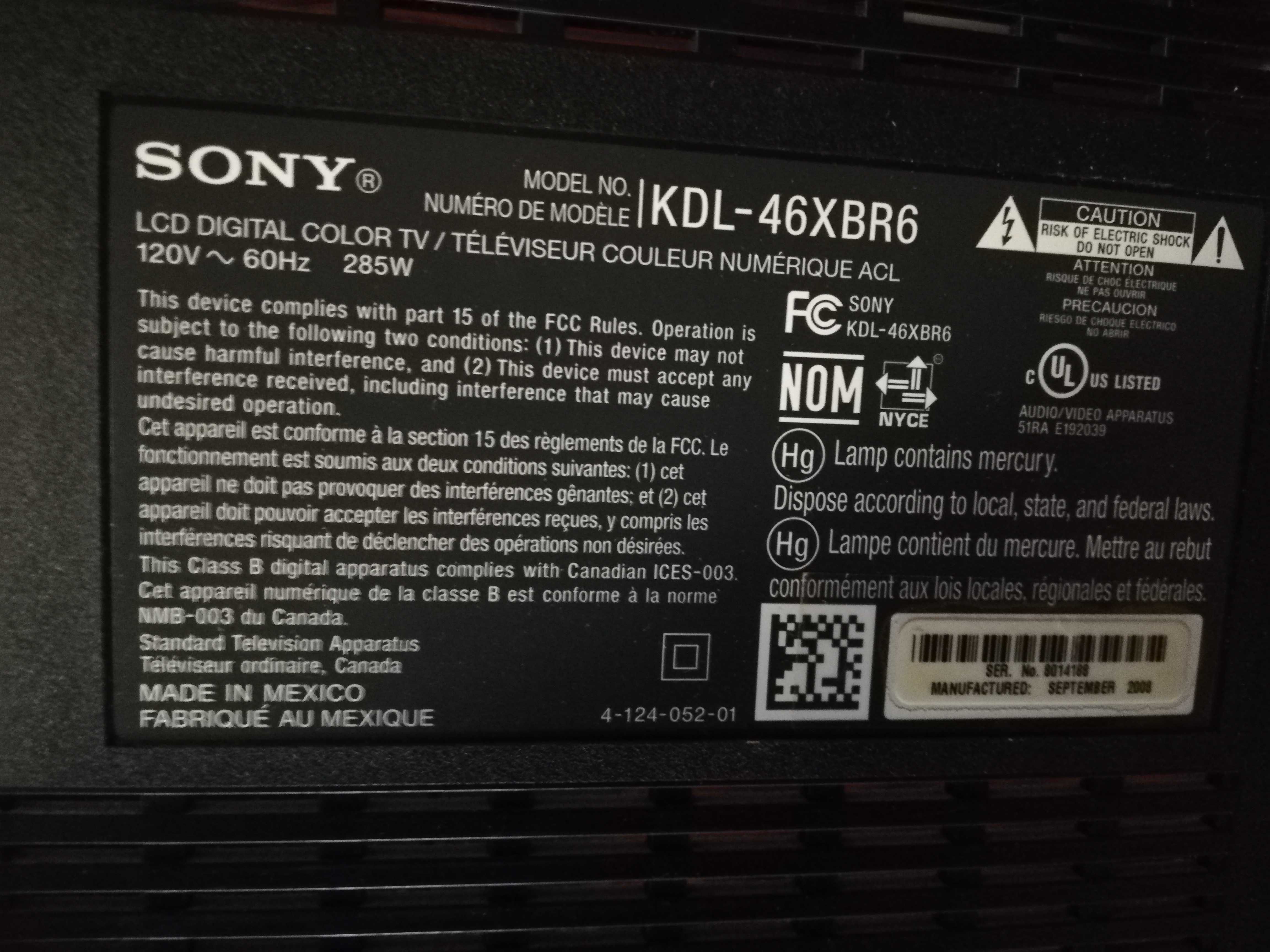 Sony - KDL-46' XBR6-платки