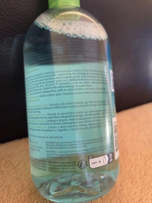 Apa micelara Bioderma Sebium H2O pentru ten mixt/gras, 500 ml