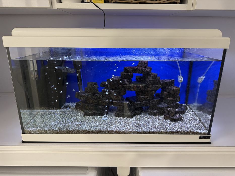 Acvariu Led, 60 x 30 x 34 cm, alb, echipat complet