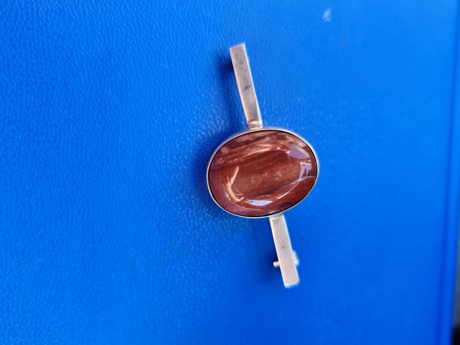 N brosa veche argint 830 masiv piatra carneol,cu pin