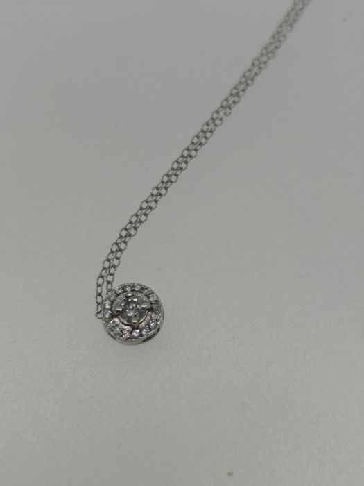 Lanț aur 1.35gr alb 14k cu pandantiv cu diamante naturale 0.24ct (r)