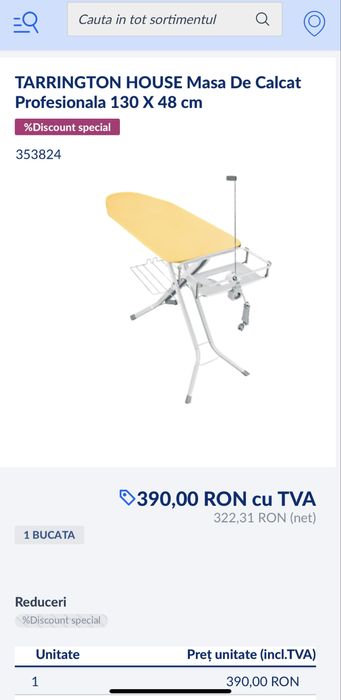 Masa de calcat profesionala Tarrington