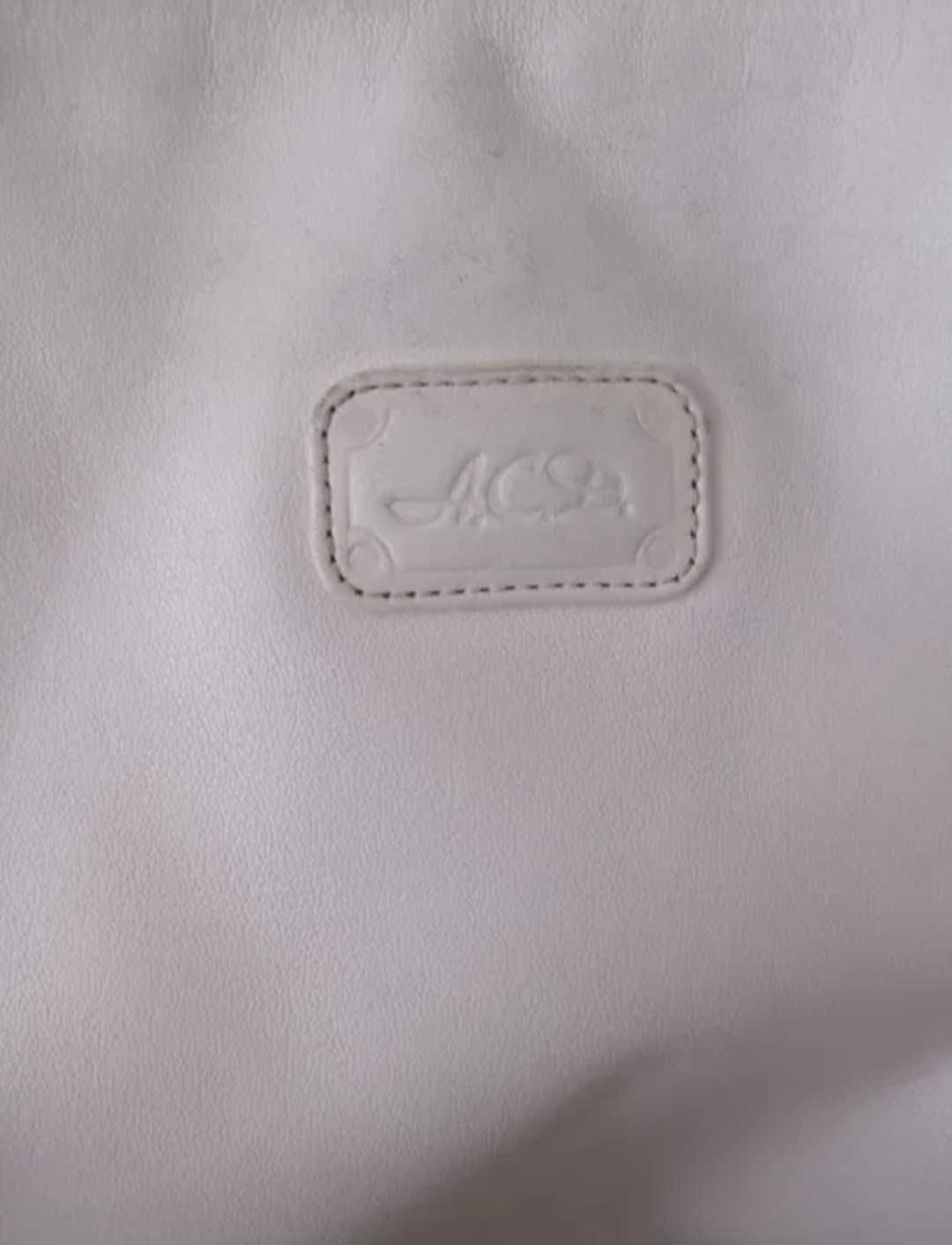 Голяма бяла чанта от естествена кожа