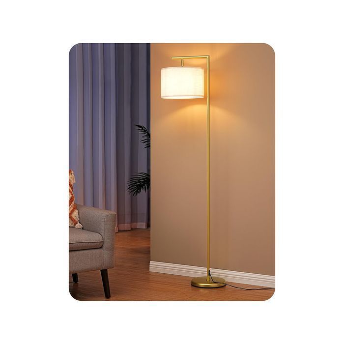 Lampă de podea EDISHINE, cu abajur ajustabil, bec E27 inclus, Auriu