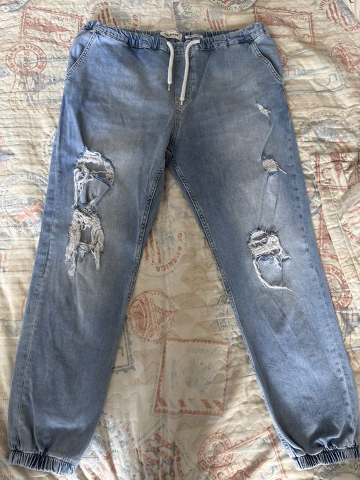 Pantaloni Jogger Blugi Rupti Barbati, Pull&Bear, Marimea XL