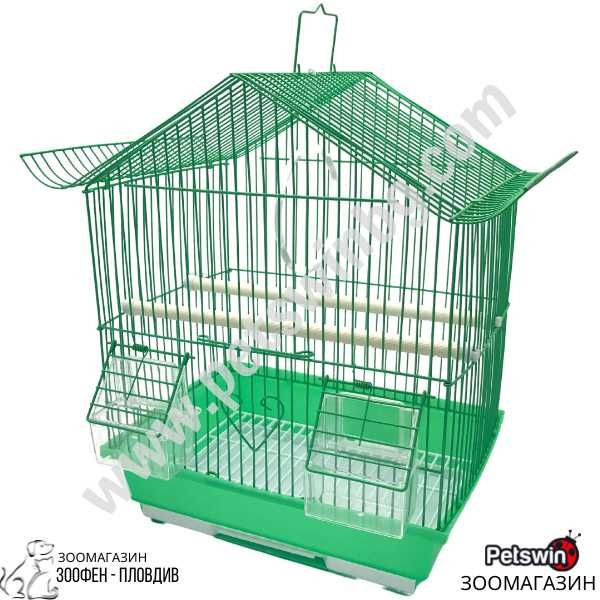 Клетка за Папагал - 29.5см/22см/38см - с Аксесоари- Зелена Разцветка 2