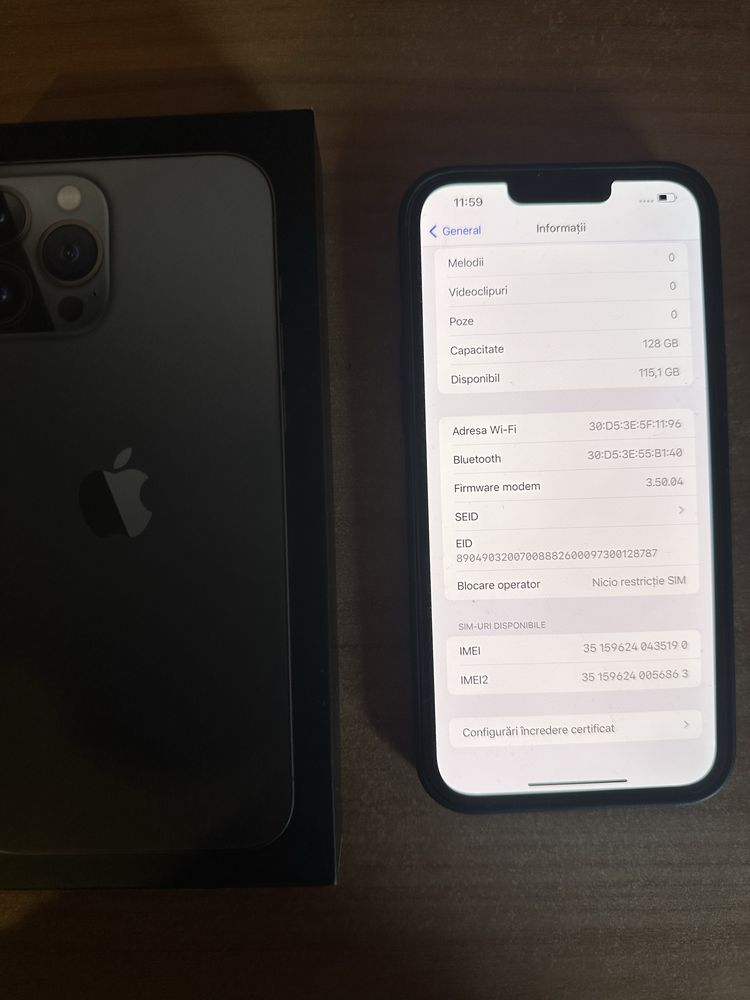 IPhone 13 Pro Max 128GB Graphite pret fix!