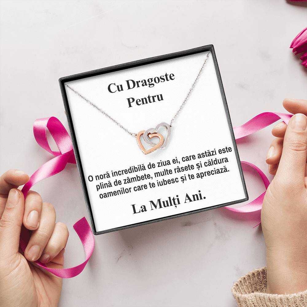 Cadou Nepoata, Card cu Mesaj insotit de un colier argint + zirconia