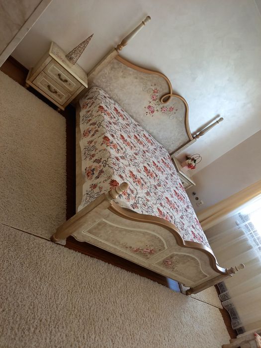 Mobila camera copii/fete pictat manual, lemn vintage, elegant, printes