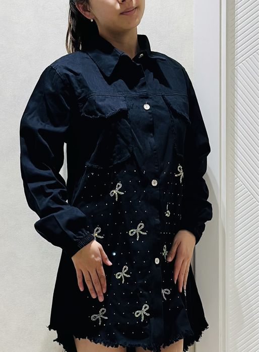 Джинсовая рубашка Китай оверсайз