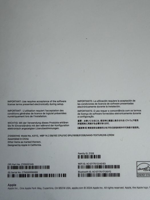 Macbook 14 pro M4 Nano texture 512GB