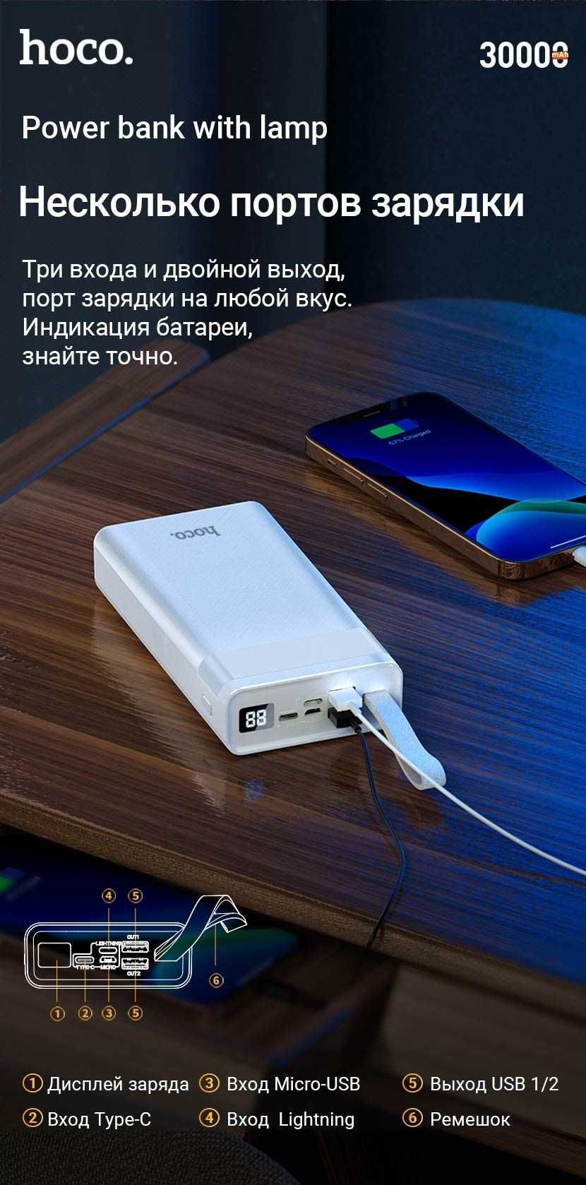 Hoco J73 Powerful mobile power bank 30000mAh LED Display and lamp