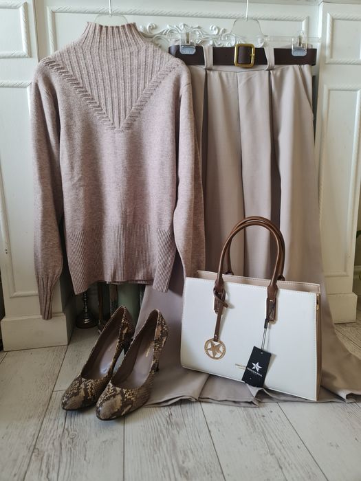 НОВ сет панталон, блуза, чанта, обувки