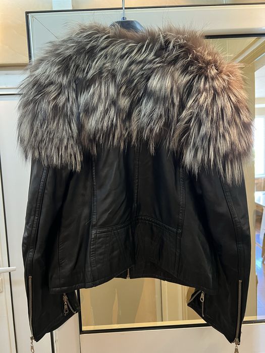 Кожено яке естествена кожа с яка от лисица