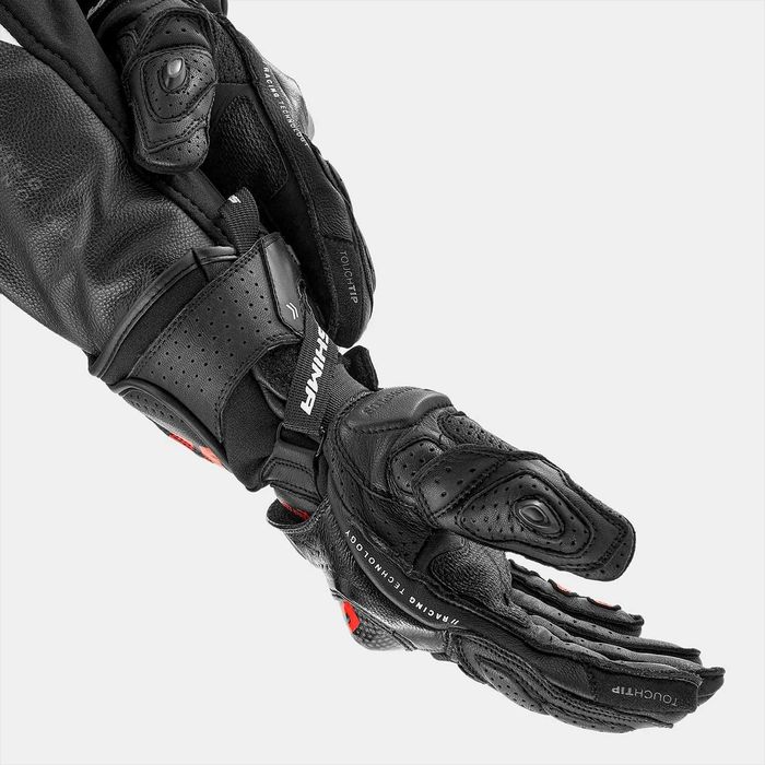 Кожени мото ръкавици SHIMA RS-3 BLACK/RED,всички протектори,вентилация