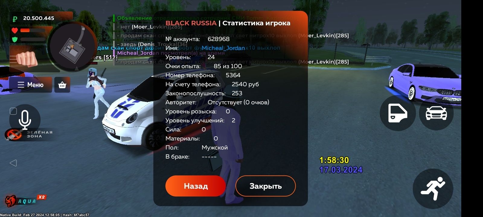 Black Russia аккаунт 24ур