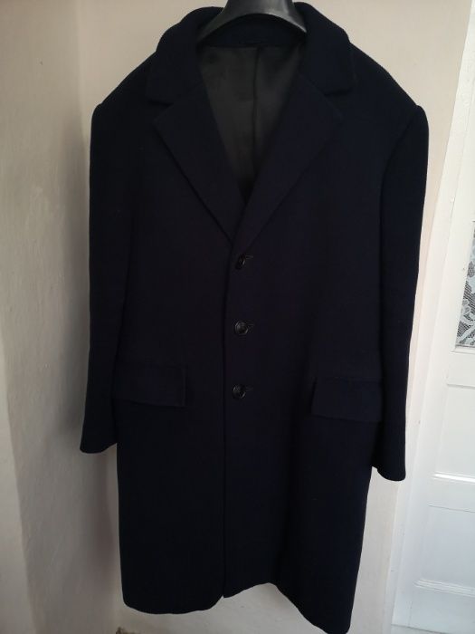 Palton barbati din stofa lana 100%, bleumarin inchis, marimea L/XL