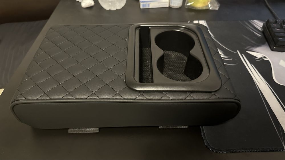 Подложка за подлакътник черна кожа