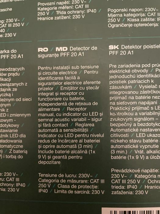 Detector sigurante /  Baterie / Tubulare / Lanterna Parkside