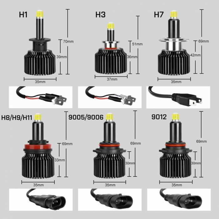 Диодни LED крушки за фарове халогени H1 H7 H8 H11 HB3 9005 HB4 9006