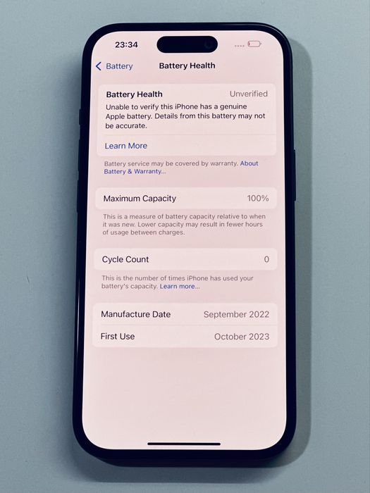 iPhone 15 Black 100% battery