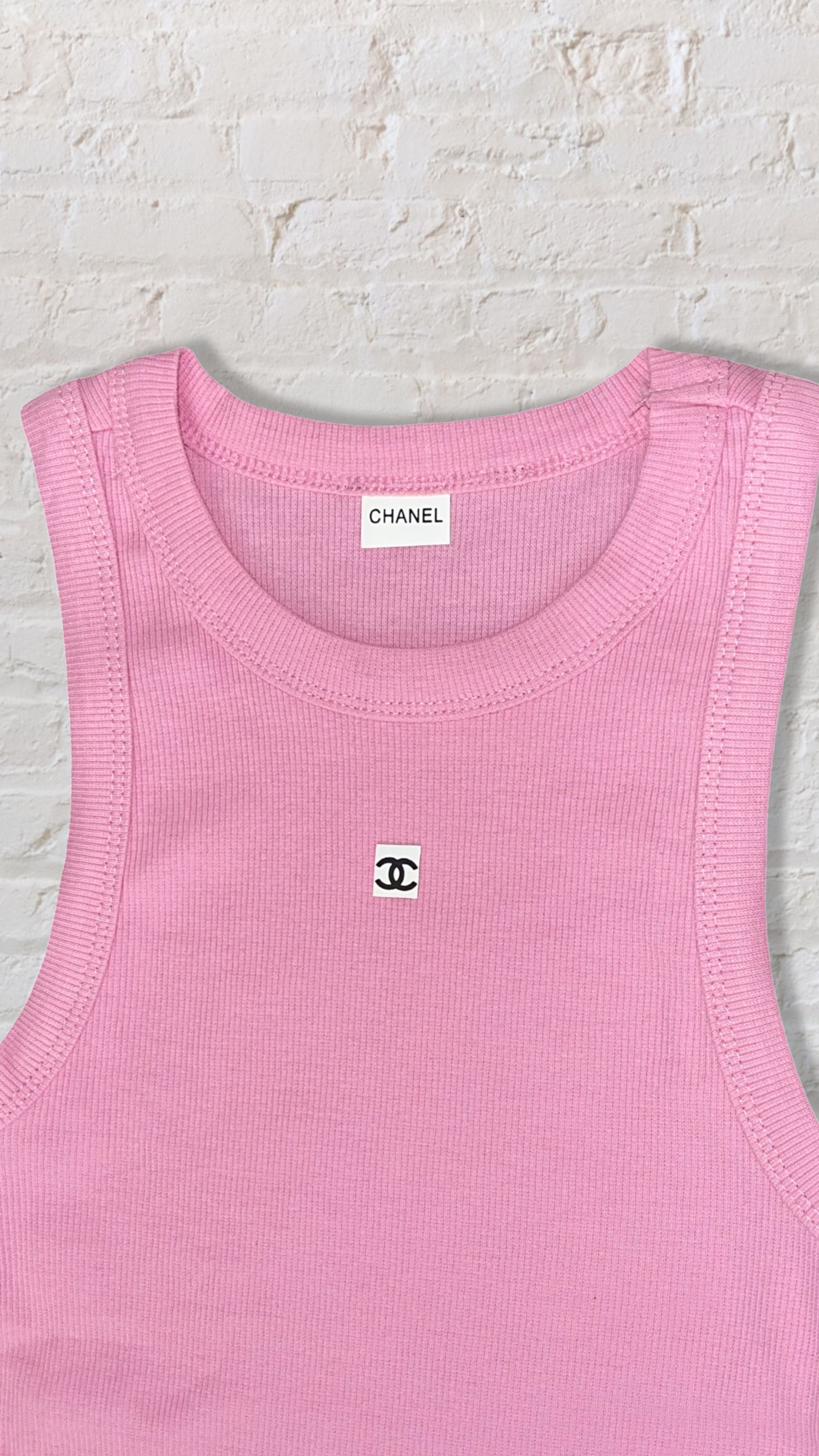 chanel топ лукс блуза тениска потник горница шанел рипс розов розова