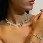 Set Colier Cuban + Bratara ARGINT s925 nu swarovski pandora