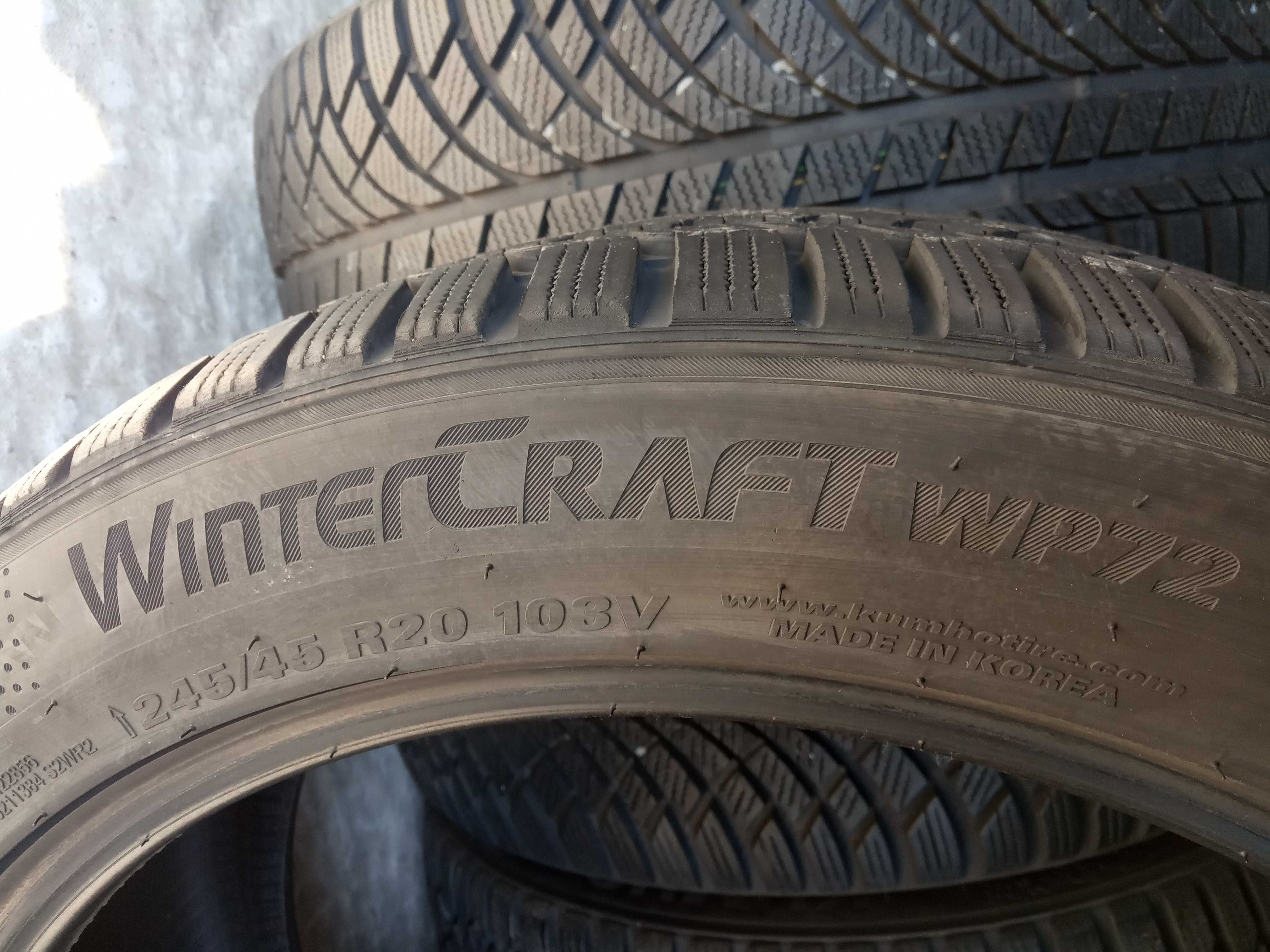 4 зимни гуми 245/45R20 Kumho WinterCraft WP72 103V XL с борд Korea