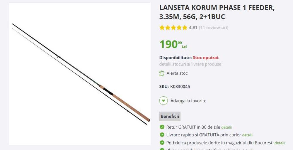 Lanseta Korum Phase 1 Feeder, 3.35m, 56g + Mulineta Korum Phase 1 Reel