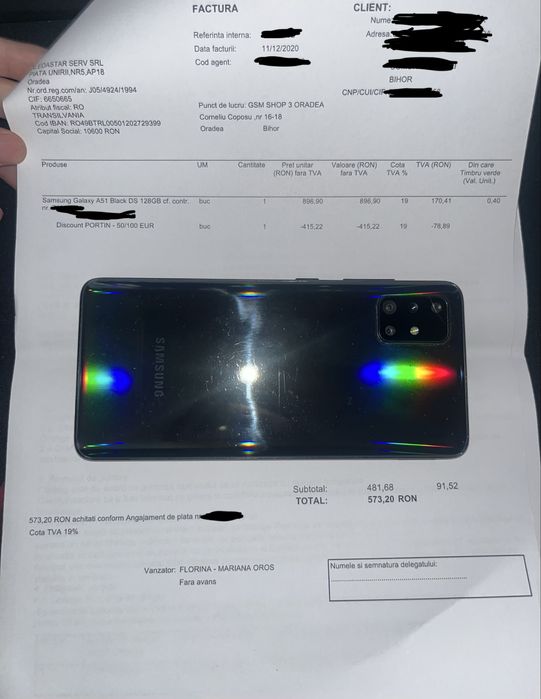 VANDUT Telefon Samsung Galaxy A51 128GB Prism Crush Black