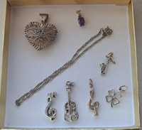 Сребърни бижута - гривна,ключ сол, детелина, китара, виола