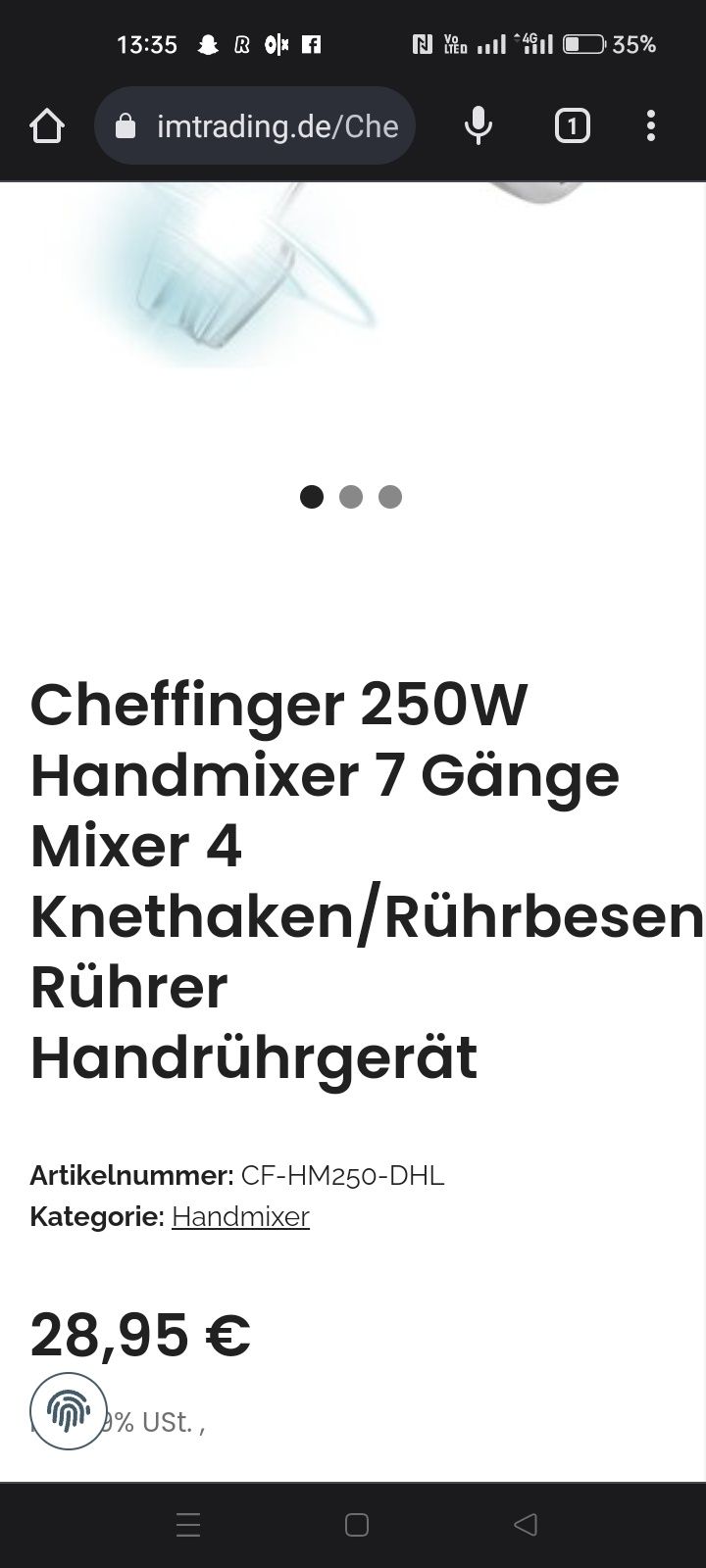 Mixer manual Cheffinger 250W Mixer cu 7 viteze 4 cârlige pentru aluat