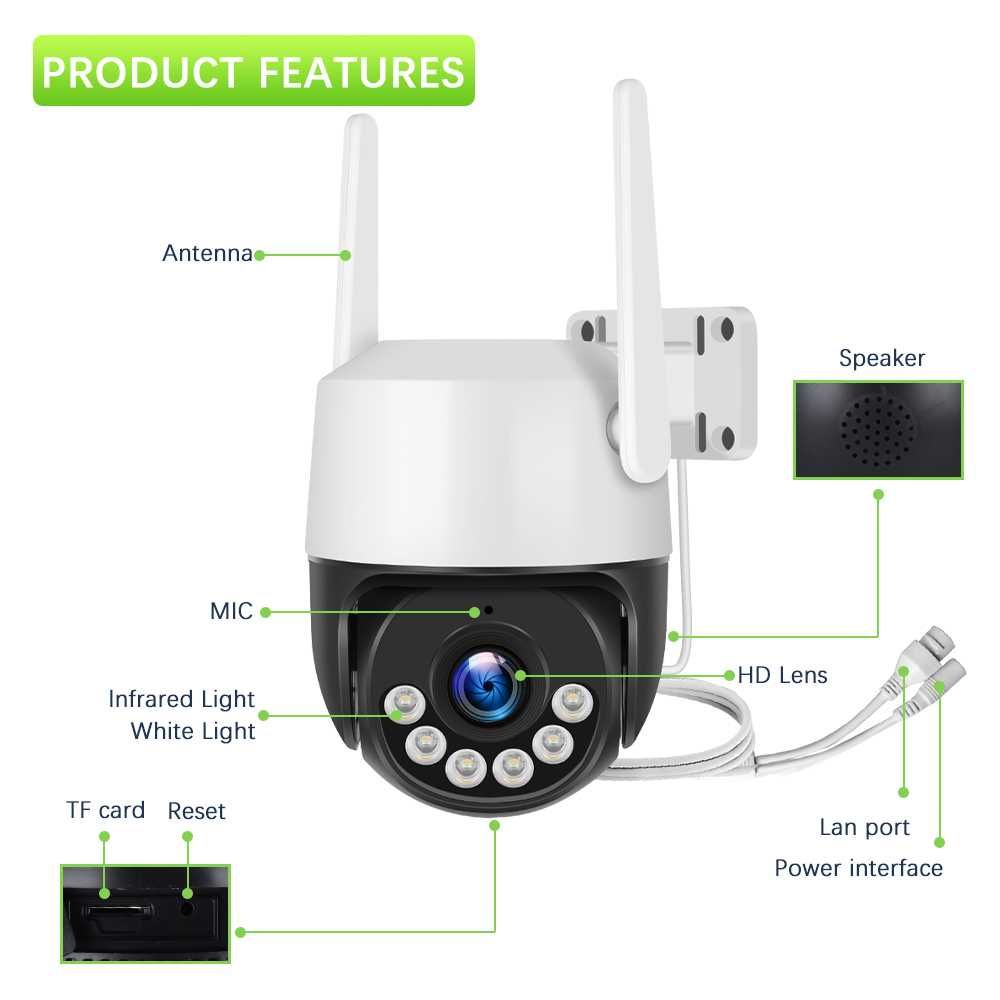 Set 4 x Camera Wi-Fi PTZ CCTV IP 2 Cai Audio-Interfon