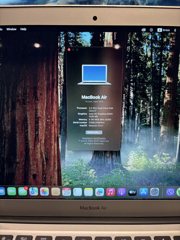 Macbook Air i7/ 8gb RAM/ 256gb
