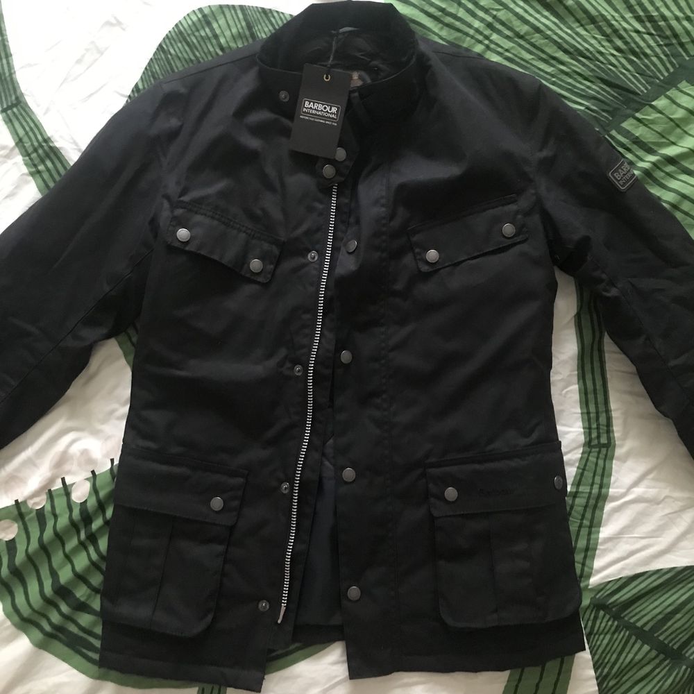 Geaca Barbour B.Intl Duke Waxed Jacket | S jacheta biker neagra noua