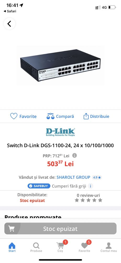 Switch D-Link DGS-1100-24, 24 x 10/100/1000