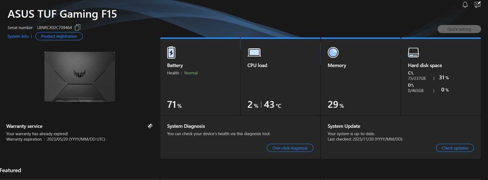 Laptop Gaming ASUS TUF F15 FX506LI, I7 10th, 16GB, SSD, HDD, 1650ti