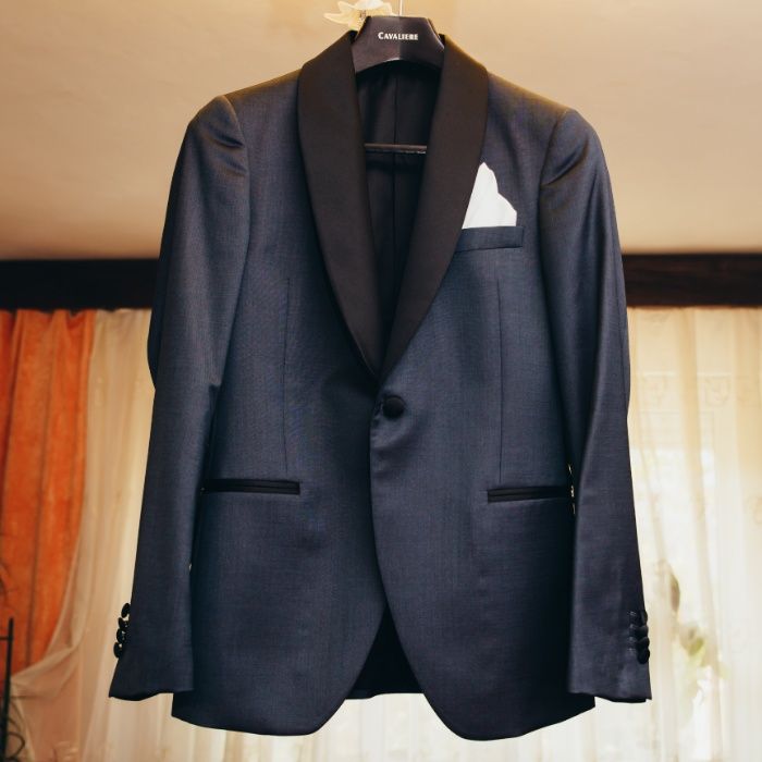 Costum Cavaliere masura M, culoare negru-gri petrol