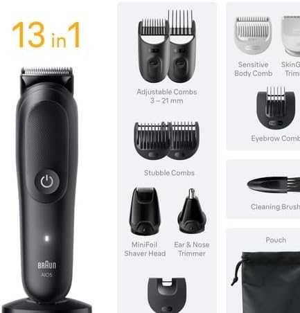 Тример за брада, коса и тяло Braun All-In-One Series 5 AIO5565, 13-в-1