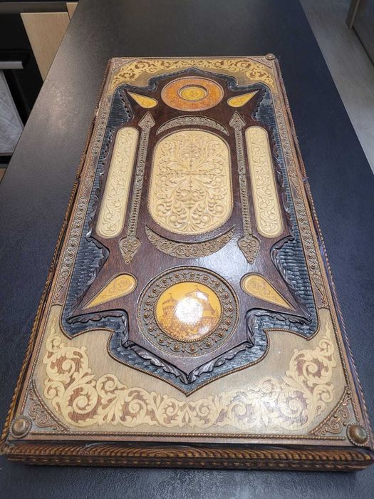 Ръчно резбован комплект мароканска табла